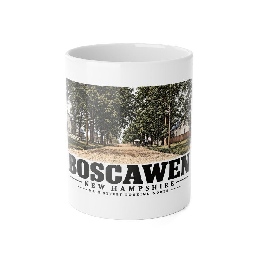 Front of Main Street Looking North white ceramic mug, Boscawen, New Hampshire.
