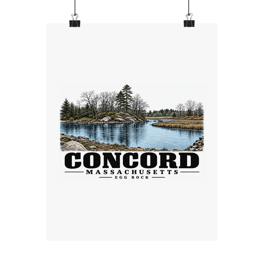 Illustrated Egg Rock in Concord on unframed matte poster