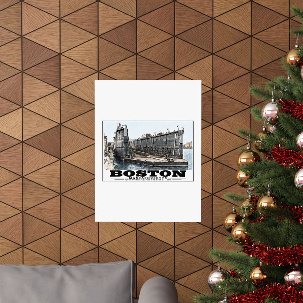 Floating dry dock #24 US Naval Dry Dock, South Boston Matte Heritage Poster — 11 × 14 and 18 × 24 in - Boston Harbor
