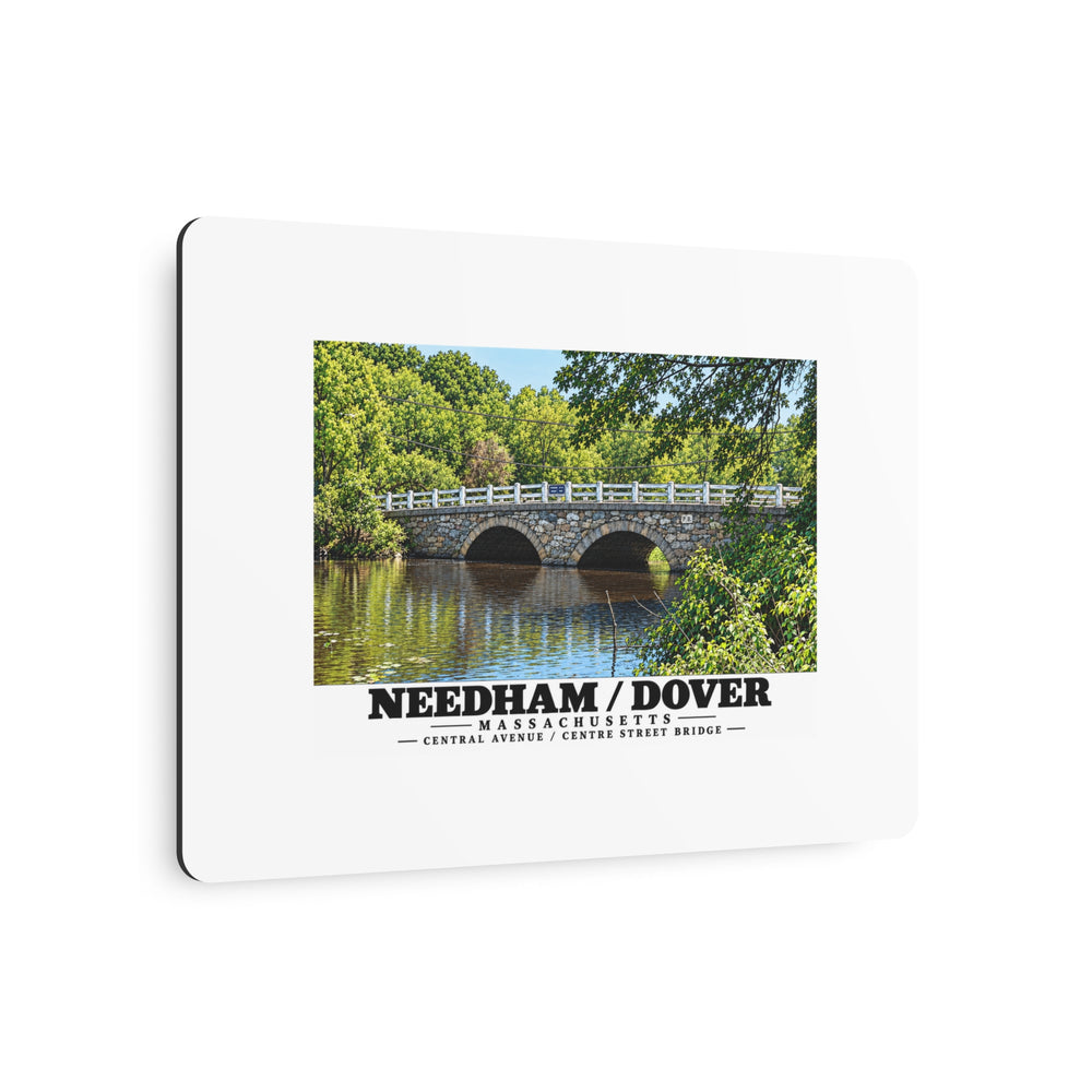 Angled view of Central Avenue / Centre Street Bridge stone arches and river metal print with its dark edge visible