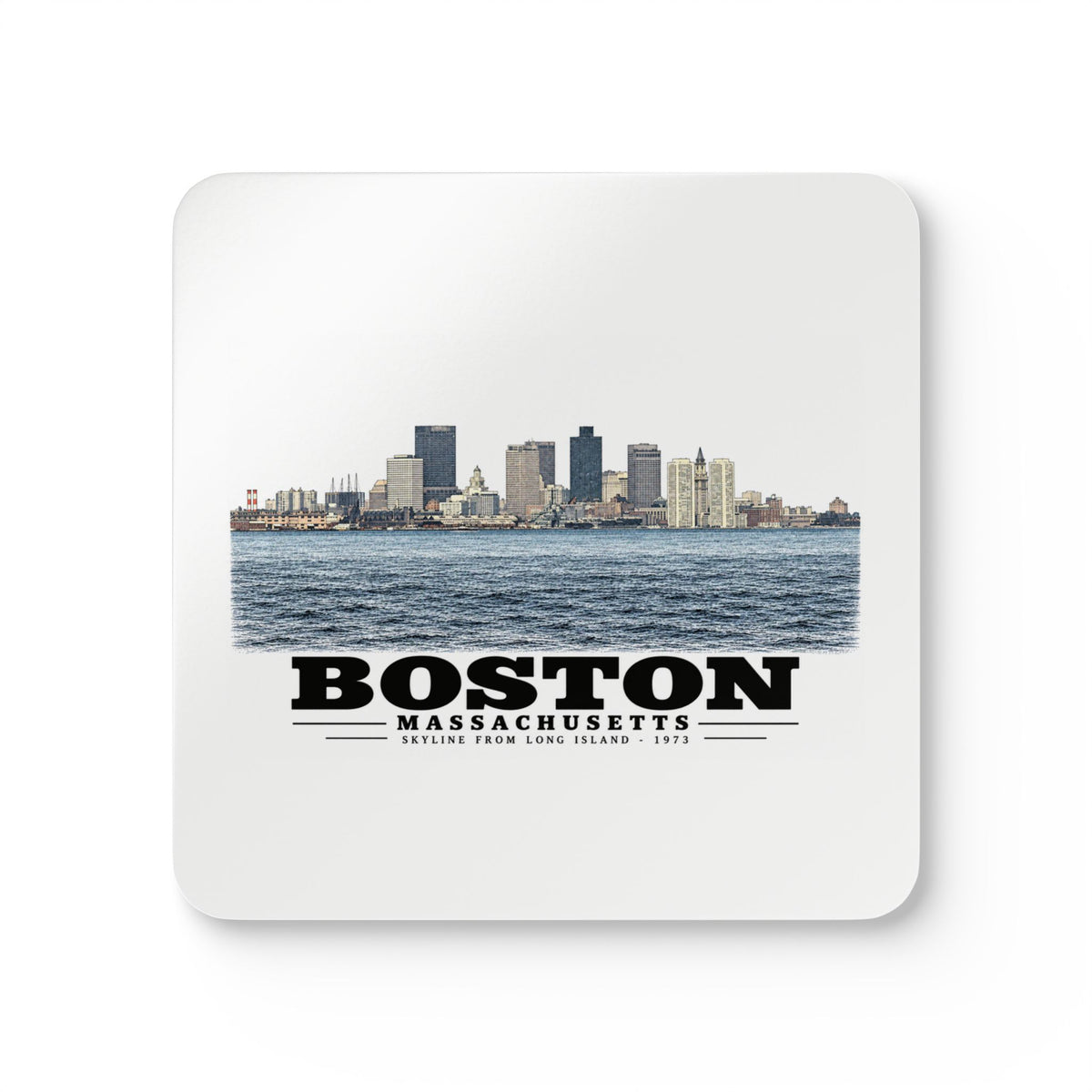 Skyline from near Long Island Cork Back Coaster Set - Boston Harbor
