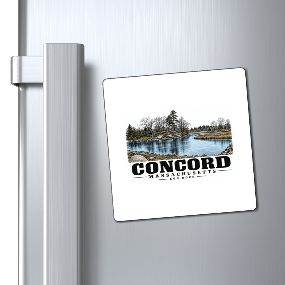 Illustrated Egg Rock in Concord on square magnet