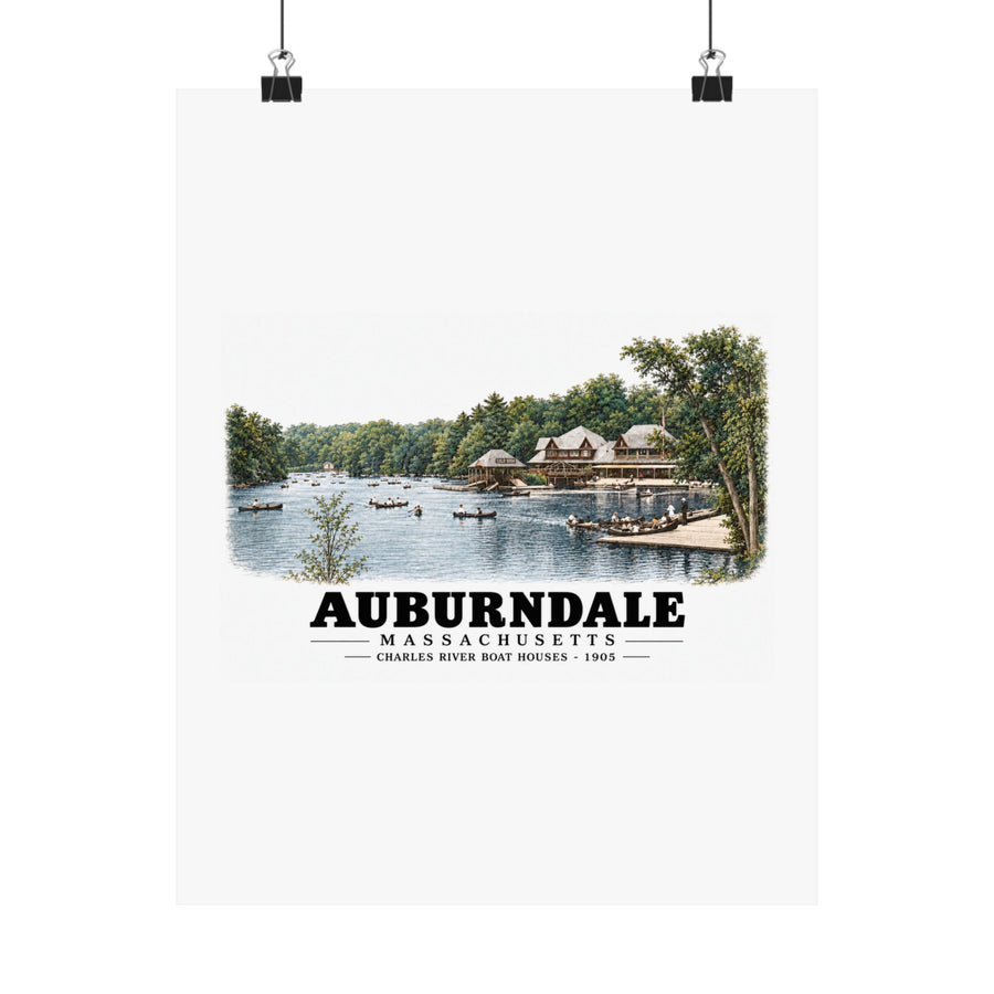 Norumbega Park shore, Charles River Lakes District, Auburndale Matte Heritage Poster — 11 × 14 and 18 × 24 in - Charles River