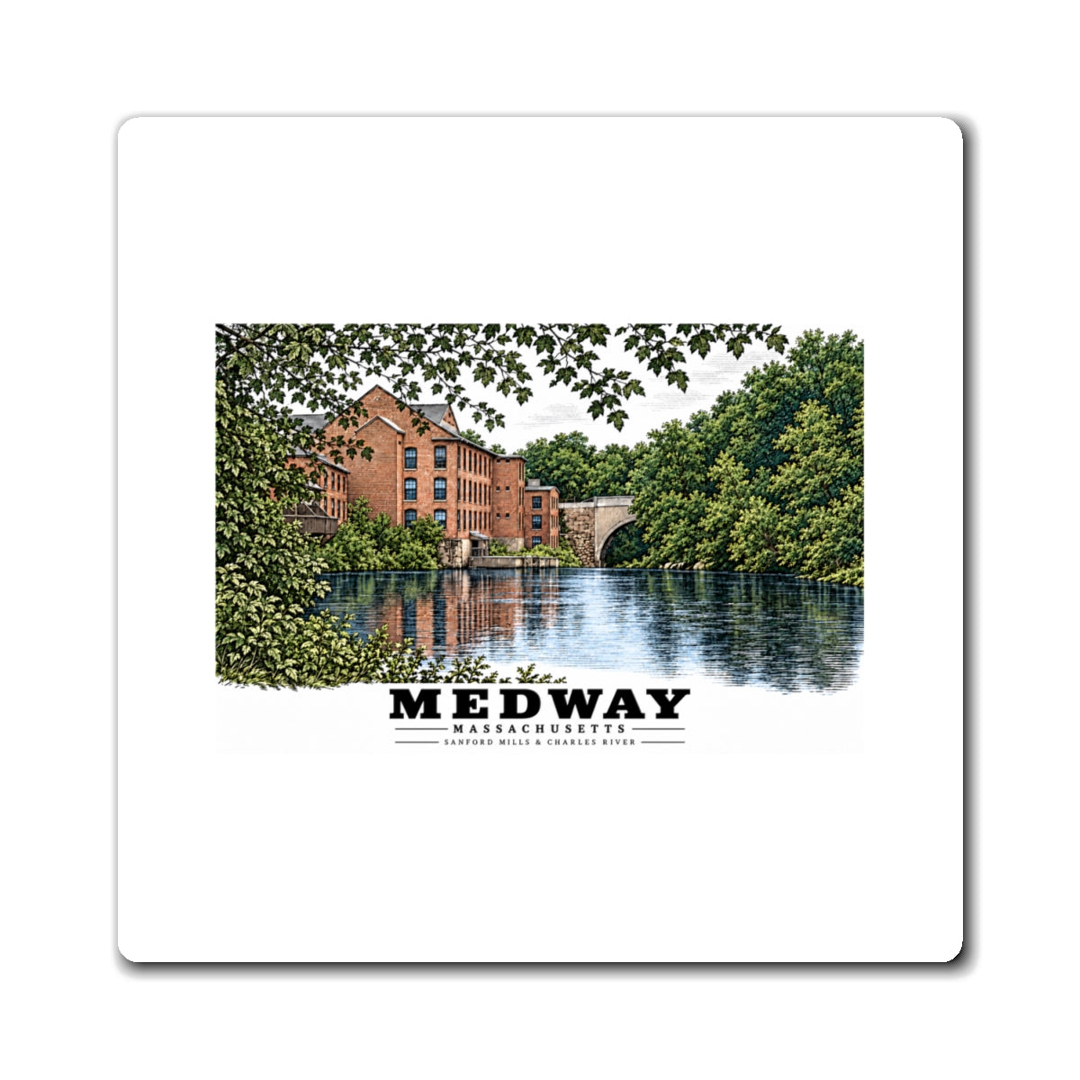 Sanford Mills and Sanford Street Bridge, Charles River, Medway village 4 in Magnet - Charles River