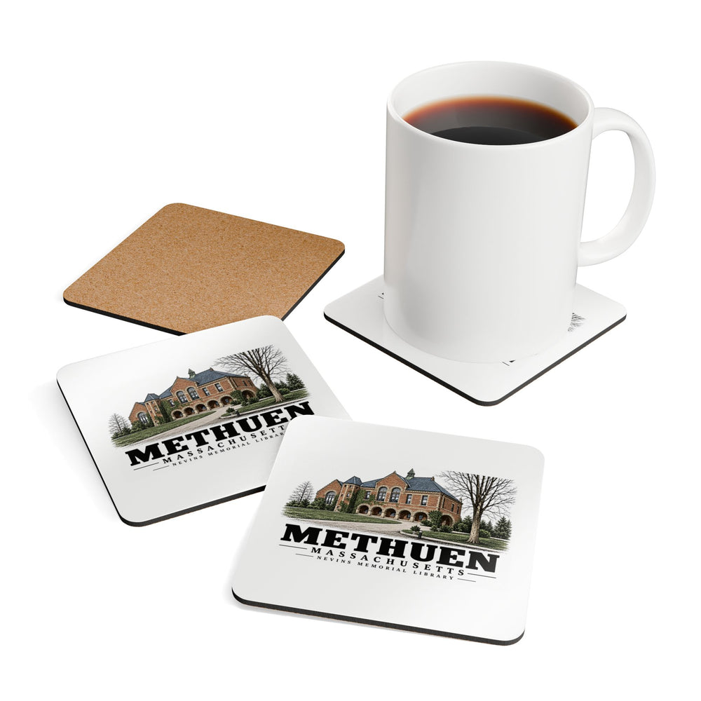 Methuen The Nevins Memorial Library, p.100 lower image Cork Back Coaster Set - Merrimack Valley Goods