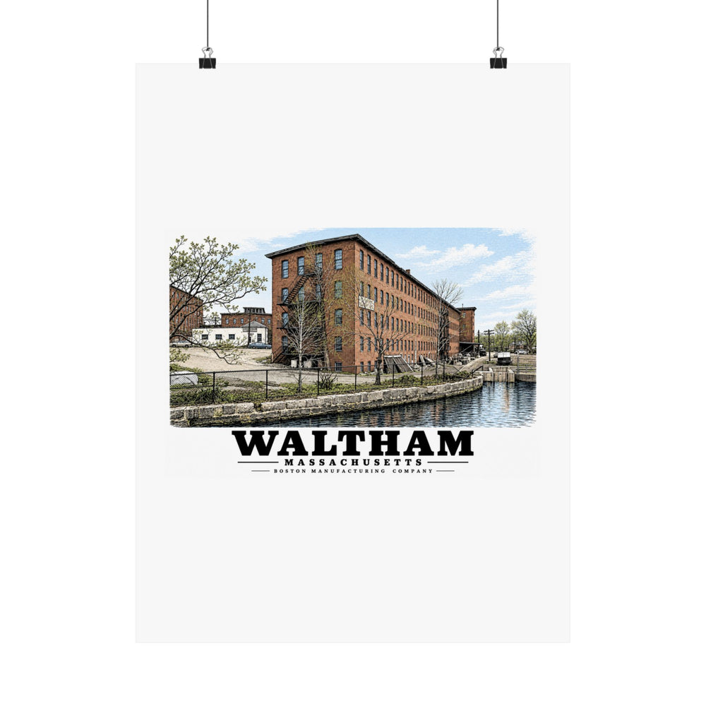 Illustrated Boston Manufacturing Company in Waltham on unframed matte poster