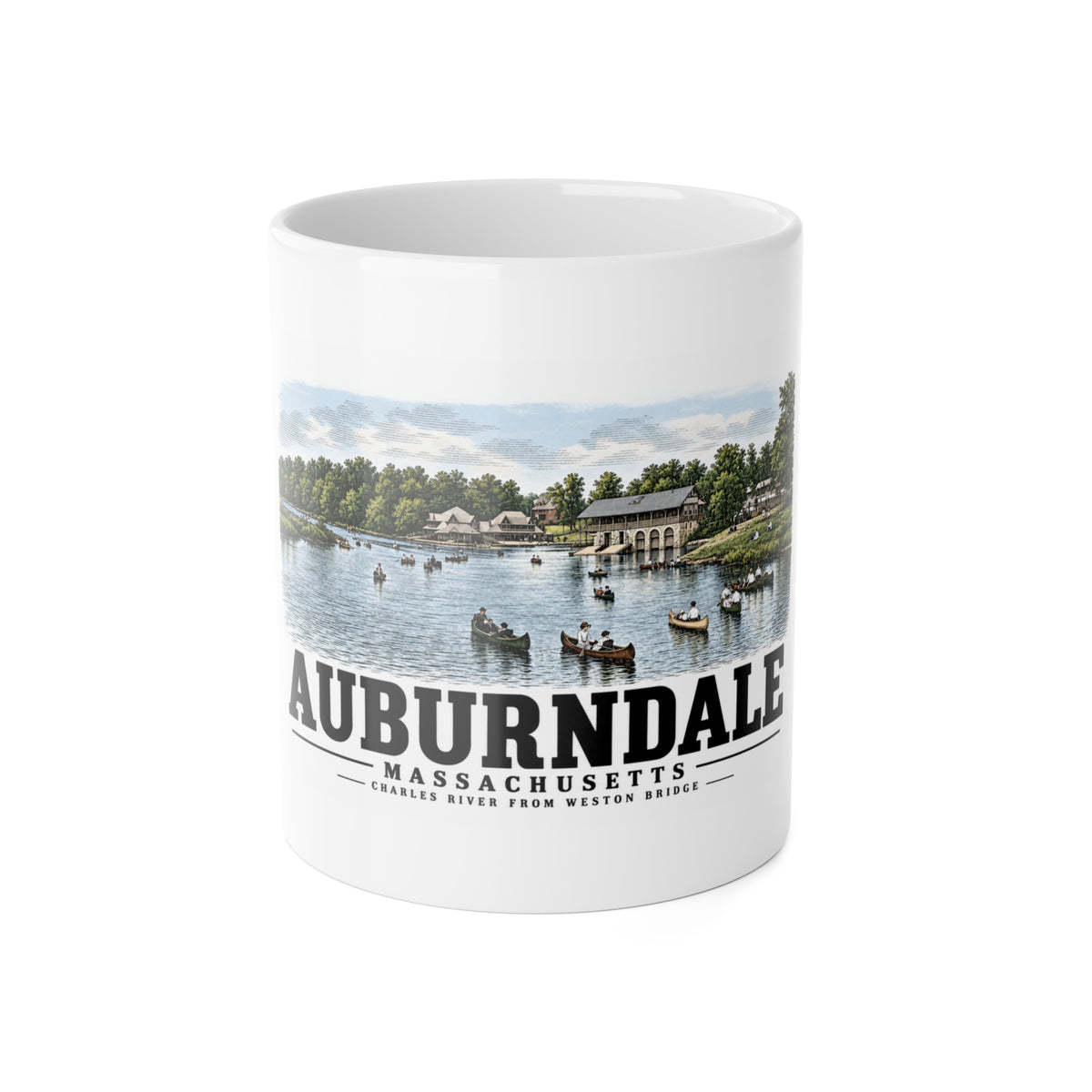 The Charles River from Weston Bridge, Auburndale, Mass. 11 oz White Ceramic Mug - Charles River