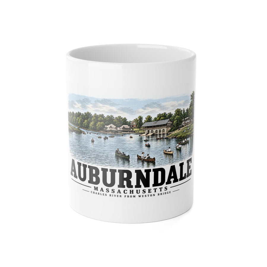 The Charles River from Weston Bridge, Auburndale, Mass. 11 oz White Ceramic Mug - Charles River