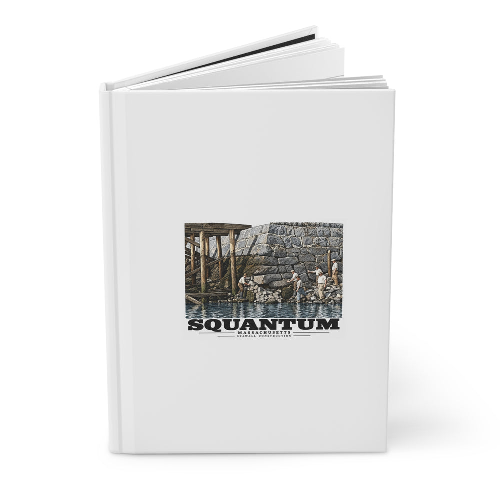 Repairing seawall near administration Building, Squantum Matte Hardcover Journal - Boston Harbor