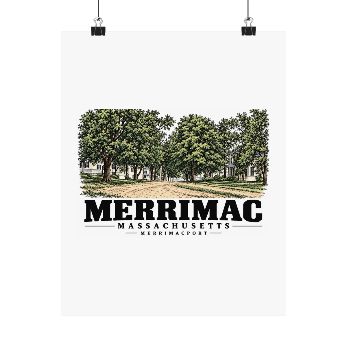 11 x 14 front of Merrimac Street matte poster, Merrimacport, Massachusetts.