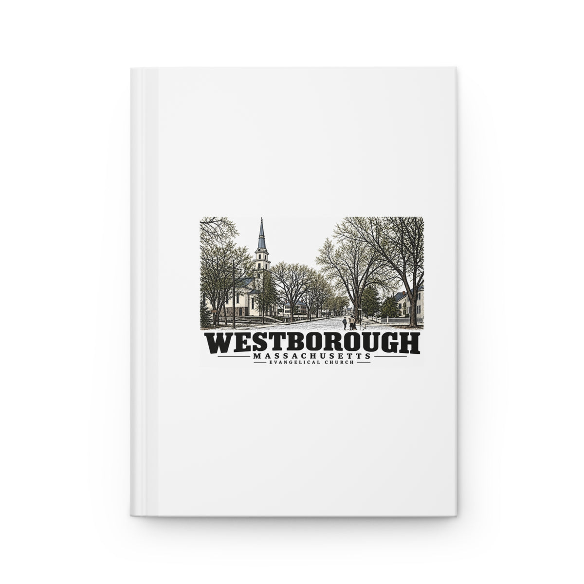 Illustrated Evangelical Church in Westborough on matte hardcover journal