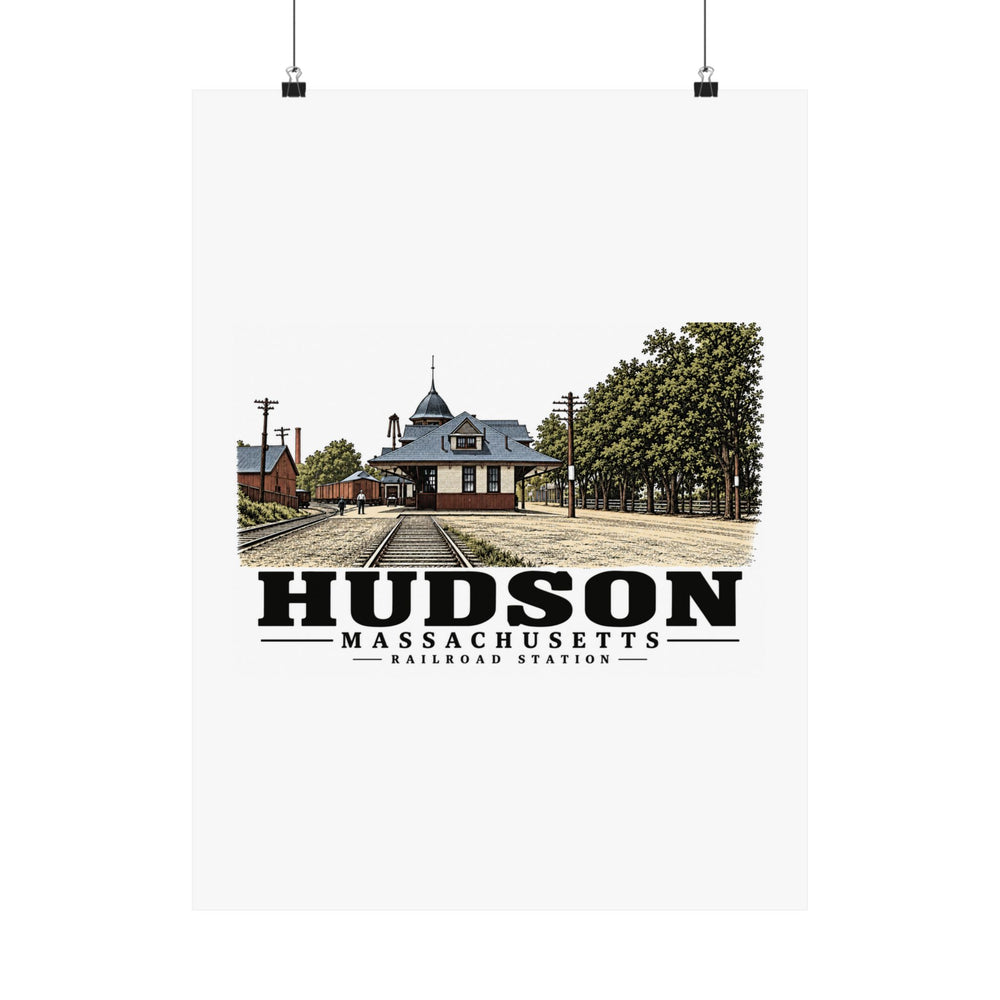Illustrated Railroad Station in Hudson on unframed matte poster