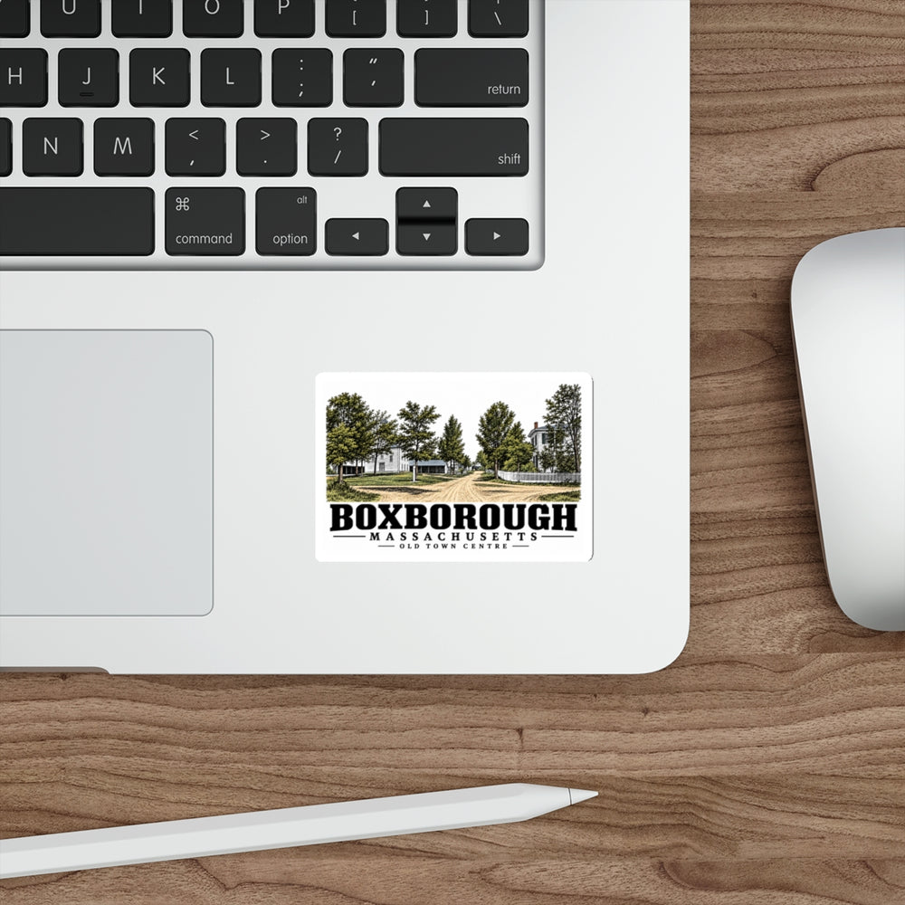Illustrated Old Town Centre in Boxborough on die-cut sticker