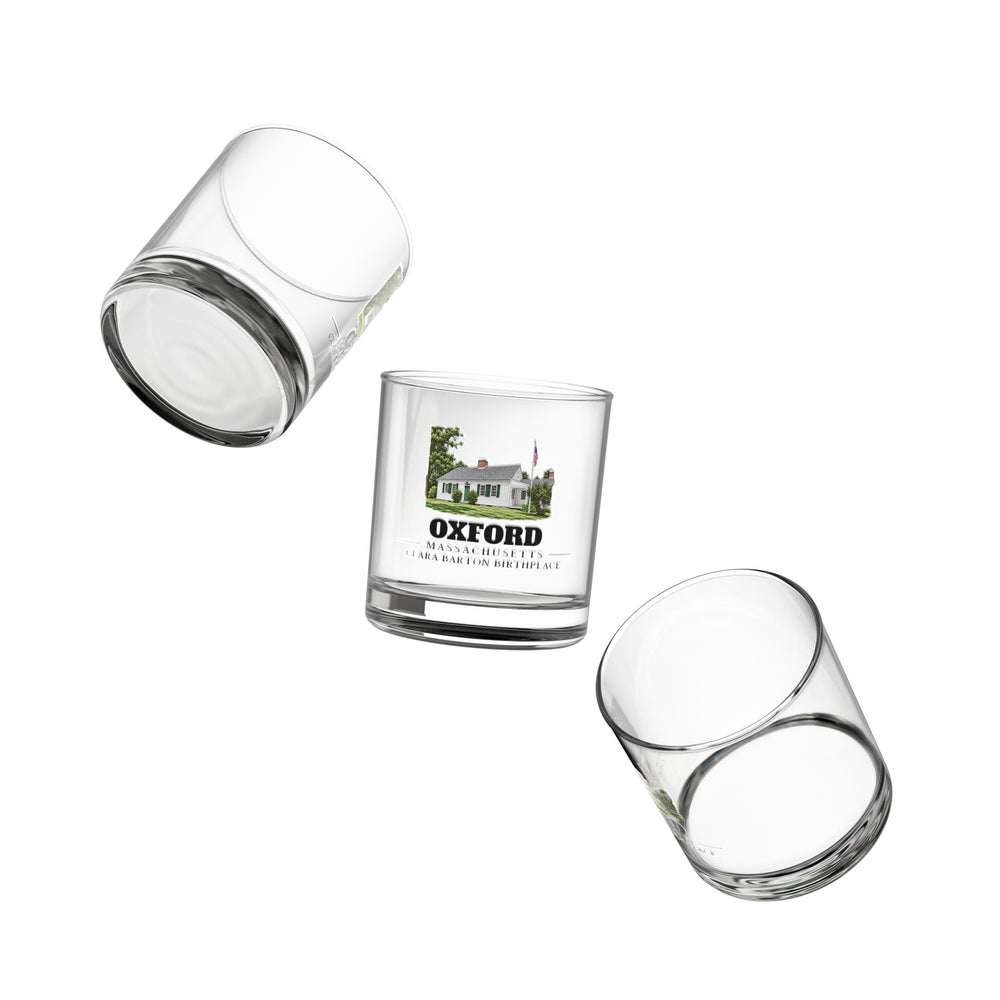 Angled view of Oxford Clara Barton Birthplace 10 oz Rocks Glass