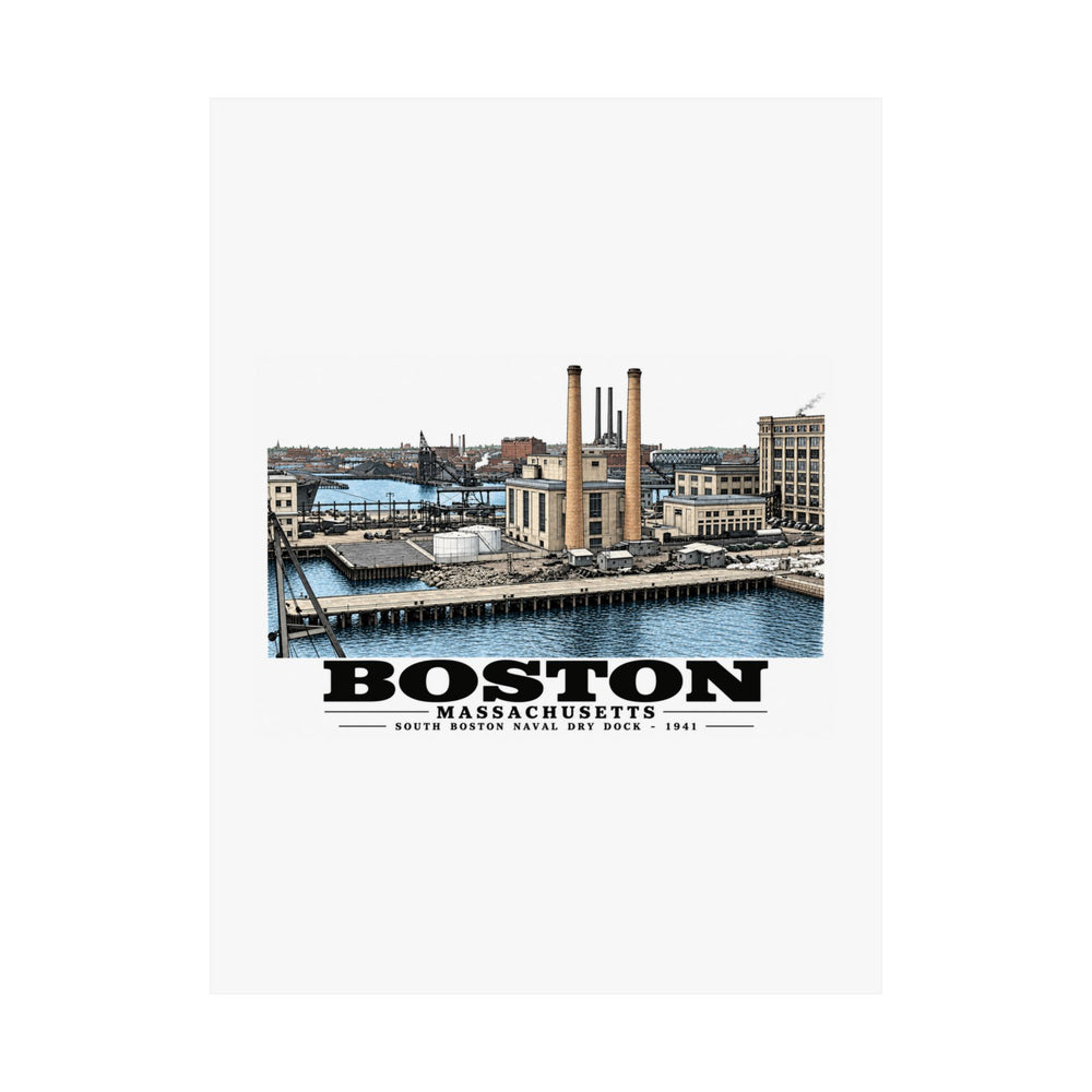 South Boston Dry Dock Area Mar 29-41 from roof of elevator shaft SE Matte Heritage Poster — 11 × 14 and 18 × 24 in - Boston Harbor