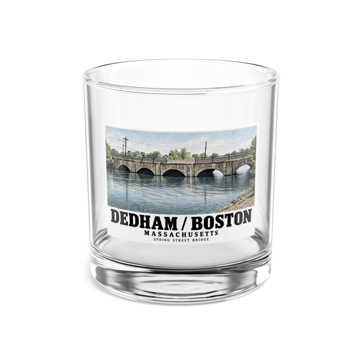 Spring Street Bridge north elevation (HAER MA-95-4, 1990) 10 oz Rocks Glass - Charles River