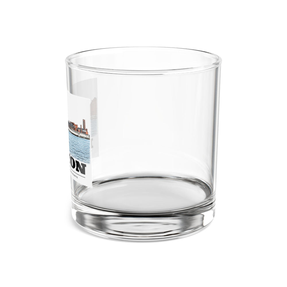 Long Wharf left to Commercial and Lewis right 10 oz Rocks Glass - Boston Harbor