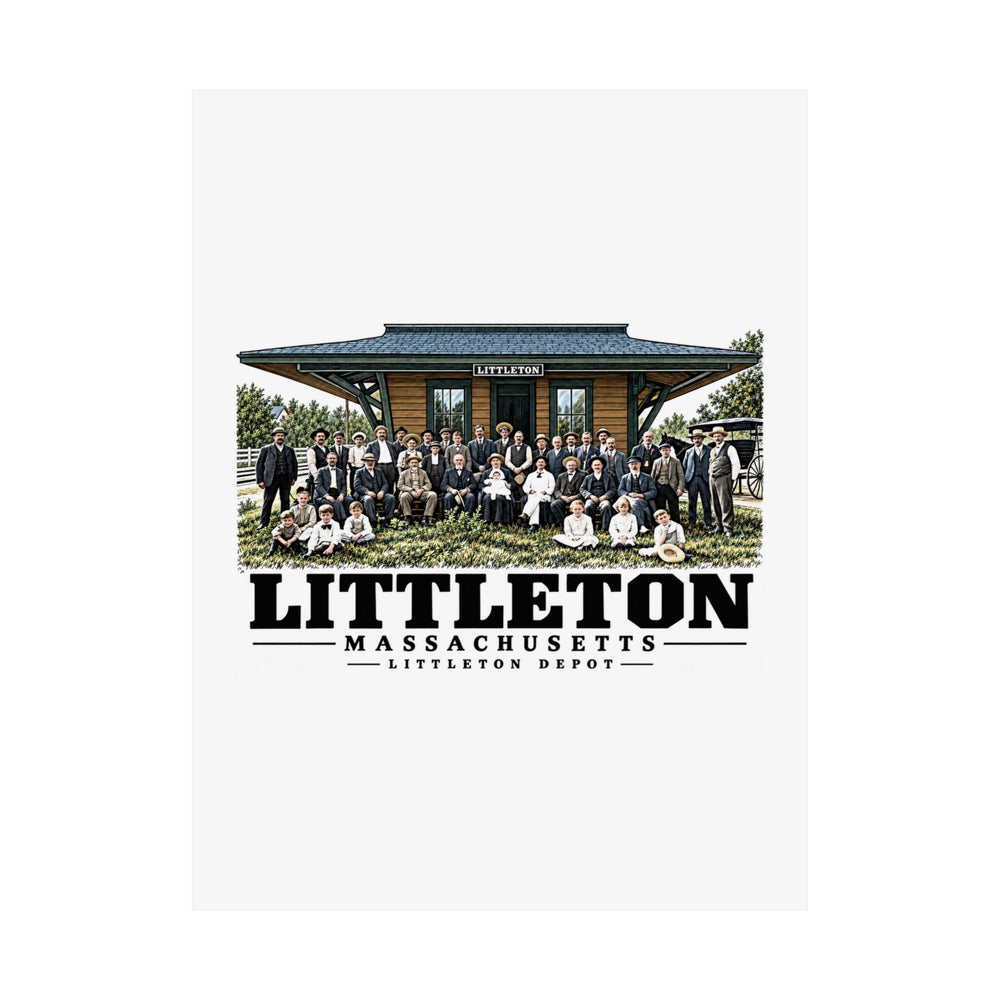 Illustrated Littleton Depot in Littleton on unframed matte poster
