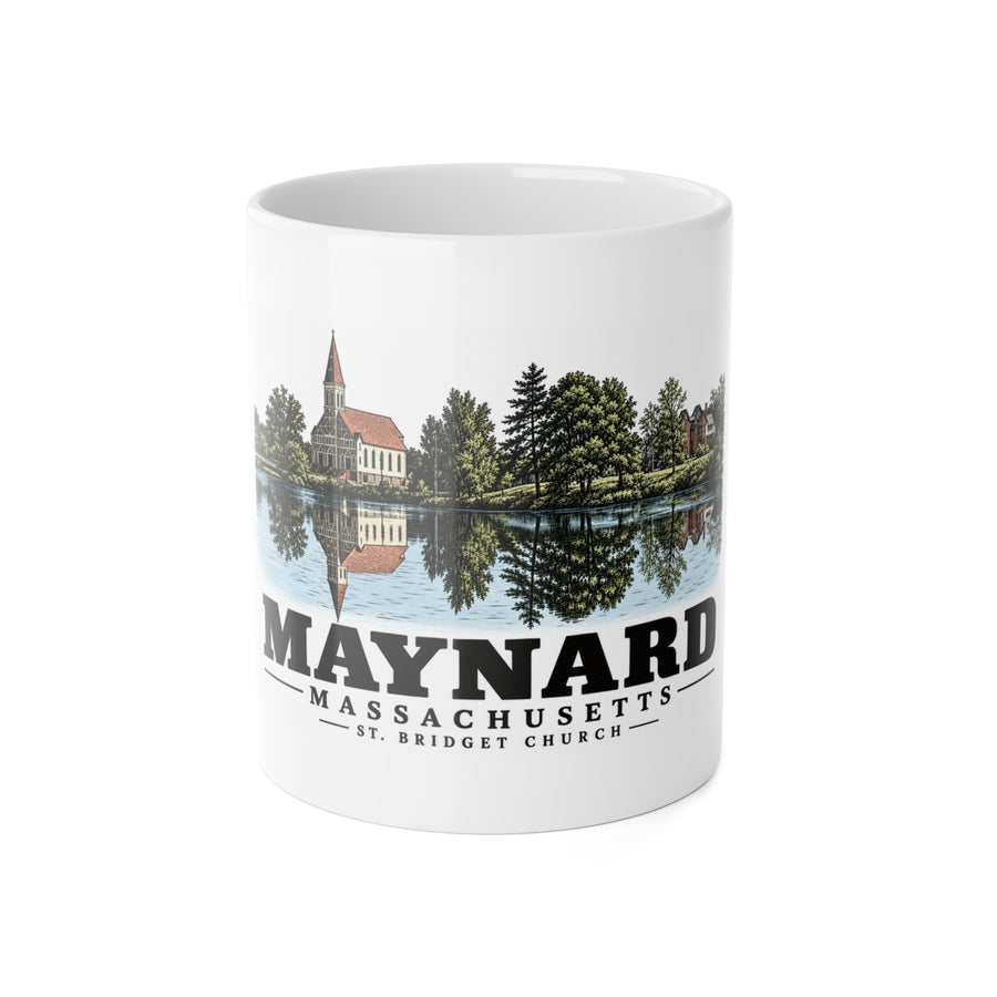 Maynard St. Bridget Church 11 oz White Ceramic Mug — Assabet Valley Goods