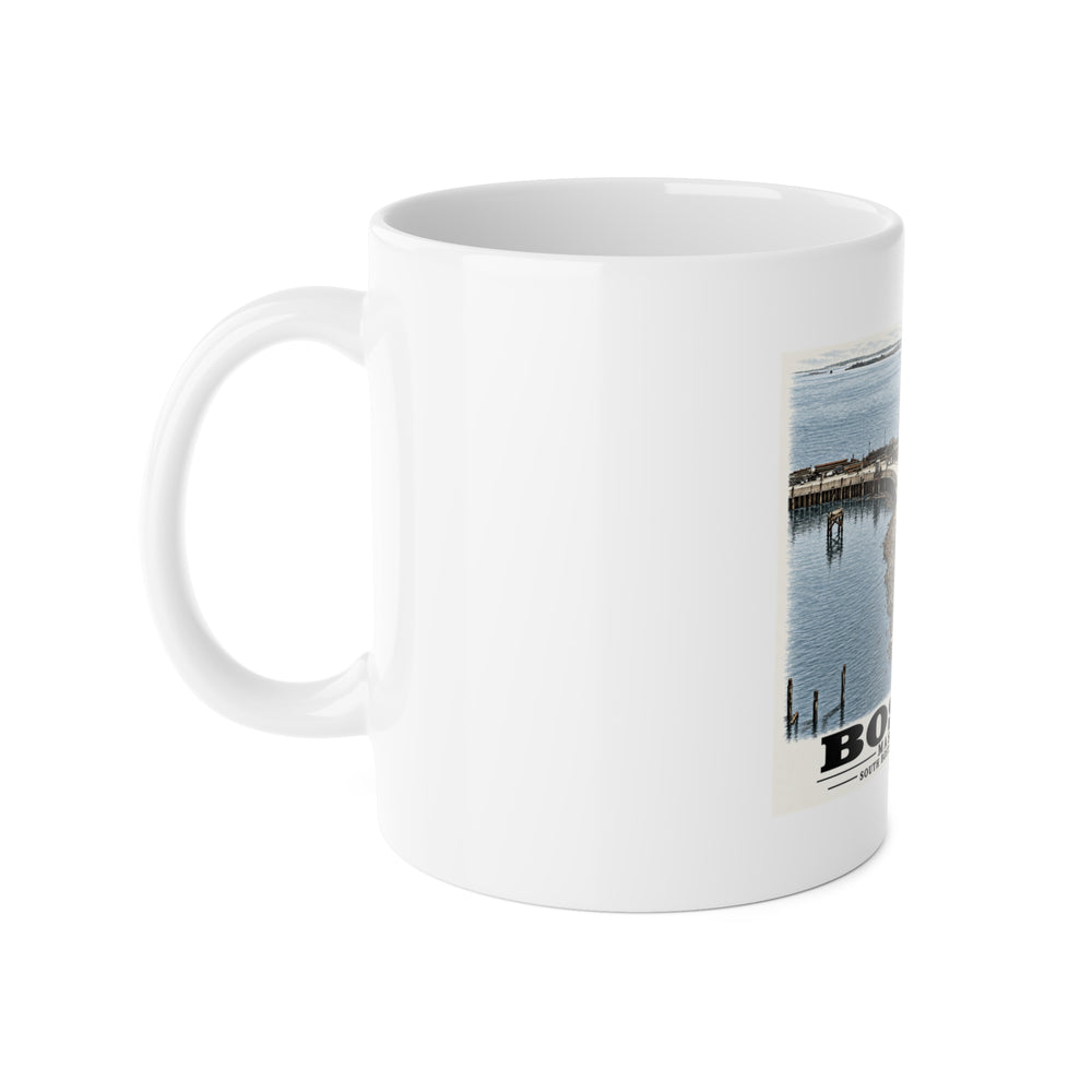 South Boston Dry Dock Area April 16-41 from roof of elevator shaft S 11 oz White Ceramic Mug - Boston Harbor