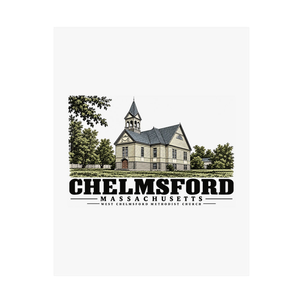 Illustrated West Chelmsford Methodist Church in Chelmsford on unframed matte poster