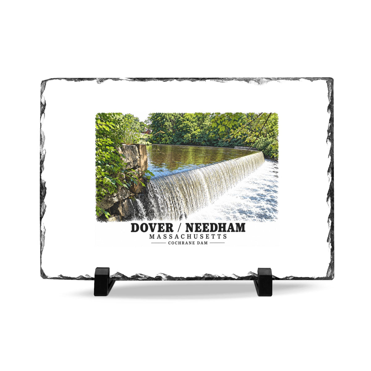 Dam on the Charles River, Dover MA.jpg 7 × 11 in Slate Desk Plaque - Charles River