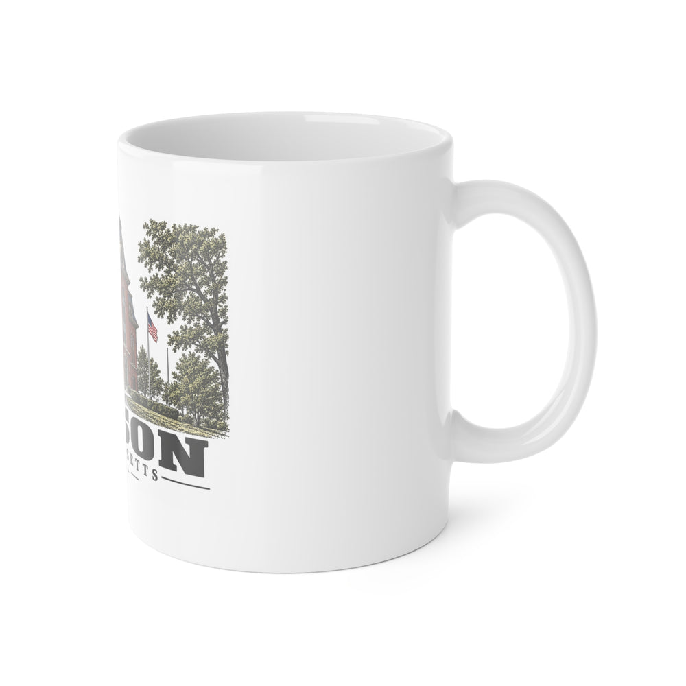 Illustrated Town Hall in Hudson on ceramic mug