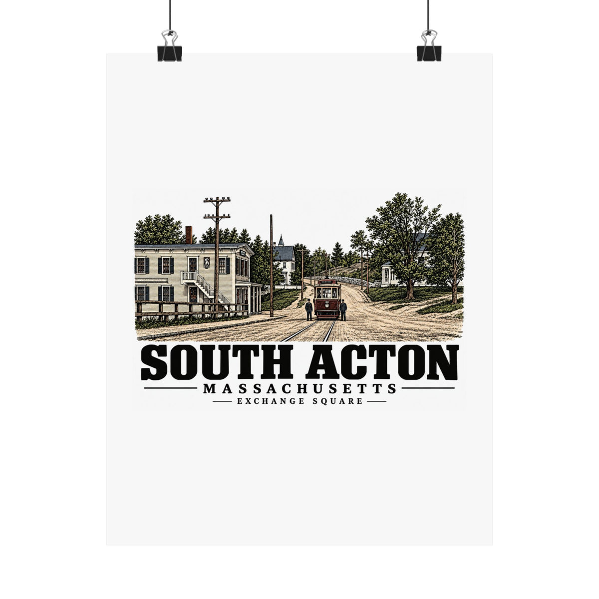 Illustrated Exchange Square in South Acton on unframed matte poster