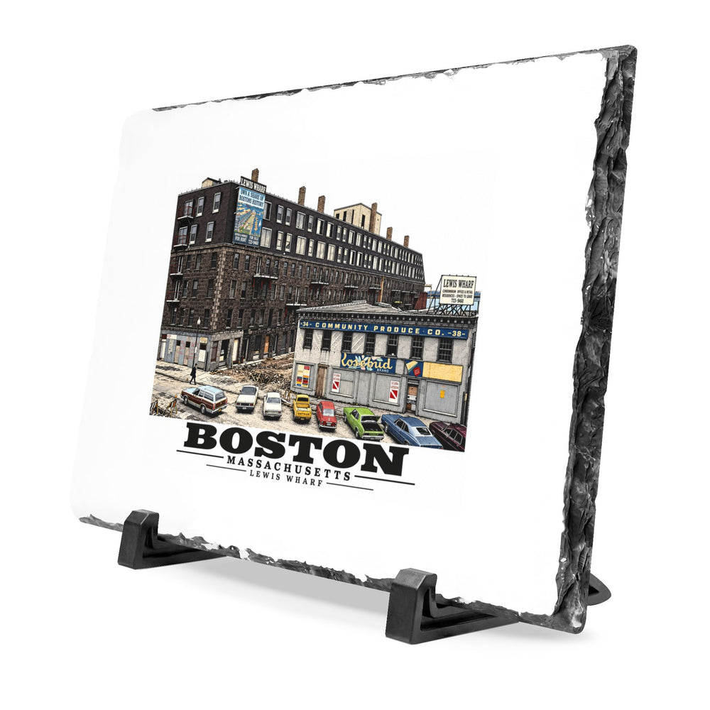 Lewis Wharf 7 × 11 in Slate Desk Plaque - Boston Harbor