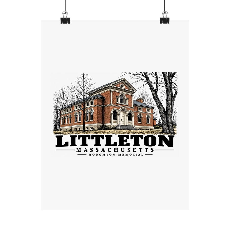 Illustrated Houghton Memorial in Littleton on unframed matte poster