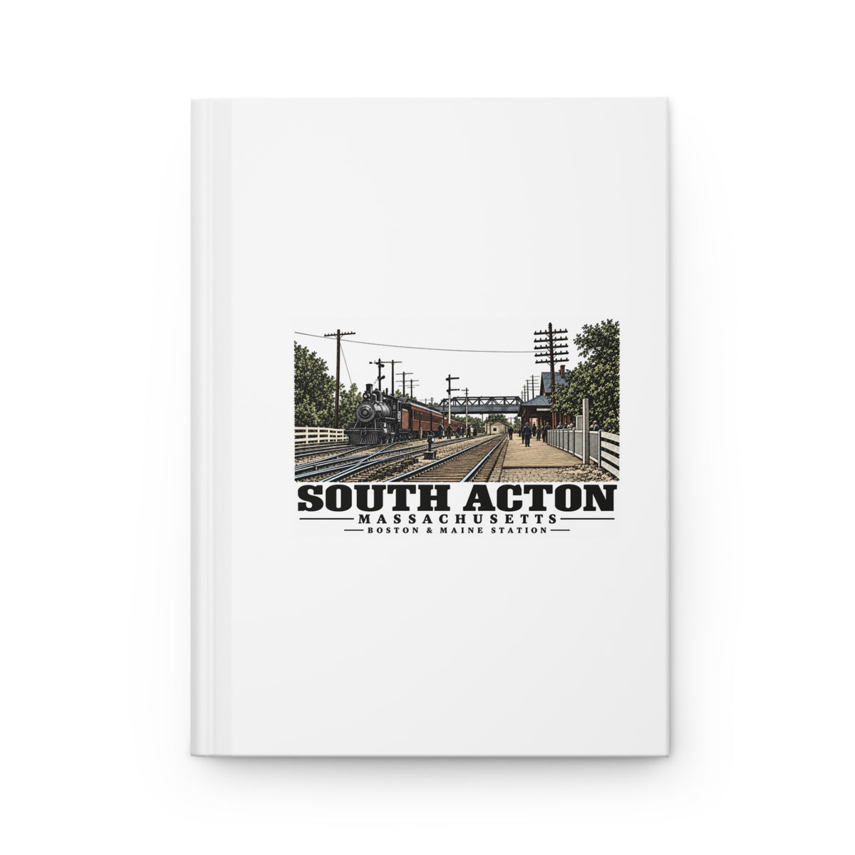 Illustrated Boston & Maine Station in South Acton on matte hardcover journal