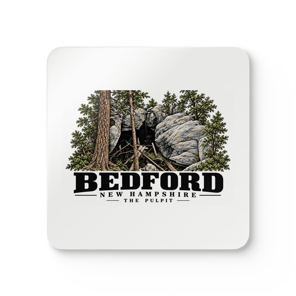 Bedford The Pulpit rock formation Cork Back Coaster Set - Merrimack Valley Goods