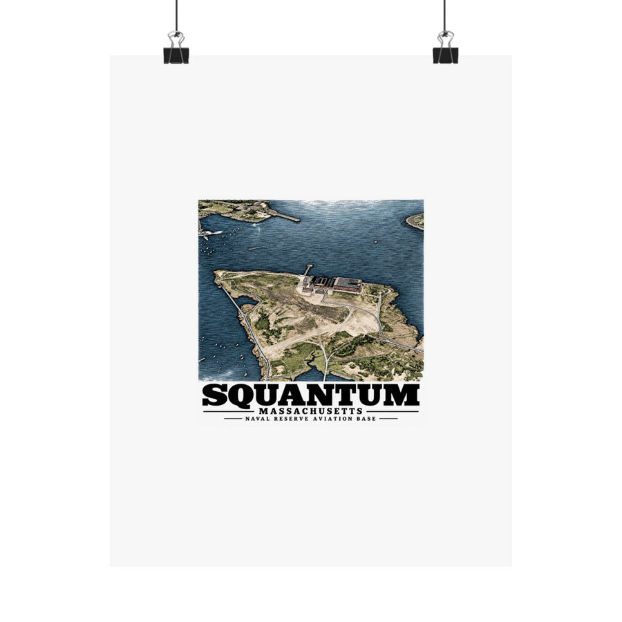 NRAB Squantum Boston, MA landing field and buildings looking north into Dorchester Bay Matte Heritage Poster — 11 × 14 and 18 × 24 in - Boston Harbor