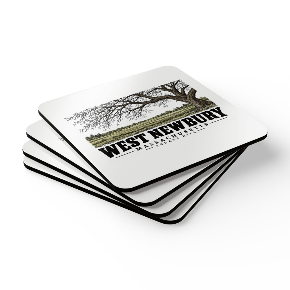 West Newbury Turkey Hill landscape, historic John Brown homestead vicinity Cork Back Coaster Set - Merrimack Valley Goods