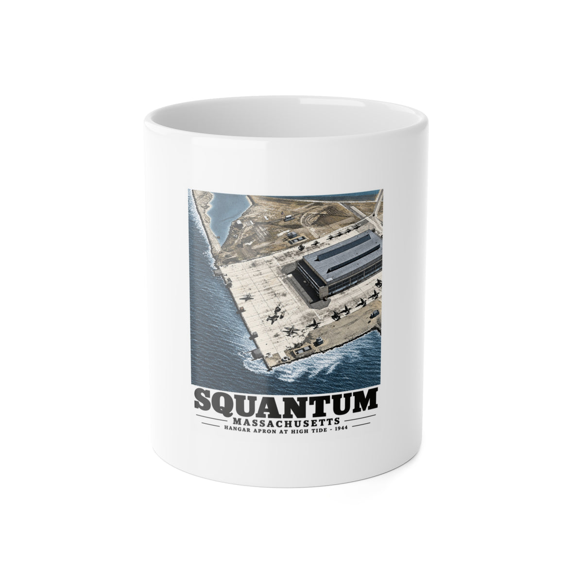 NAS Squantum at high tide 11 oz White Ceramic Mug - Boston Harbor