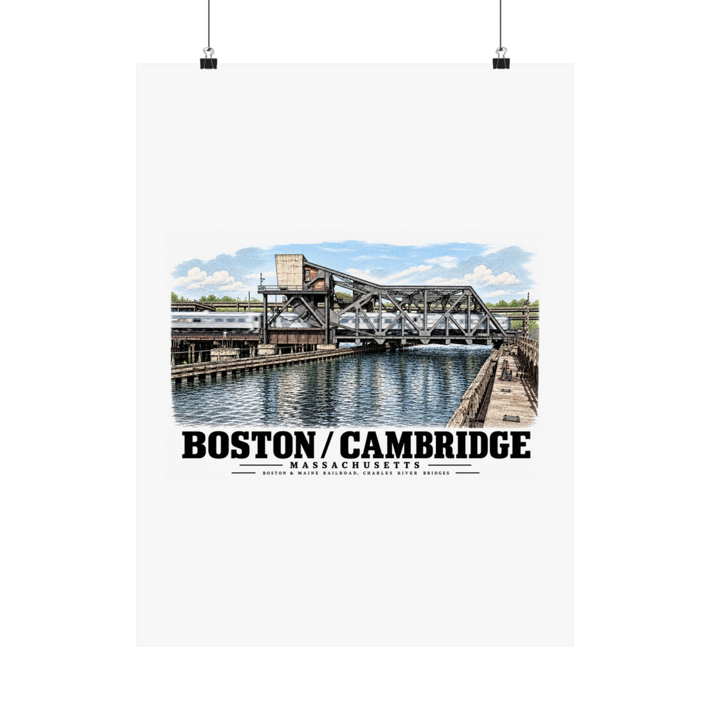1.  GENERAL VIEW SHOWING BRIDGE IN 'CLOSED' POSITION - Boston & Maine Railroad, Charles River Bridges, Charles River, North Station vicinity, Boston, Suffolk County, MA Matte Heritage Poster — 11 × 14...