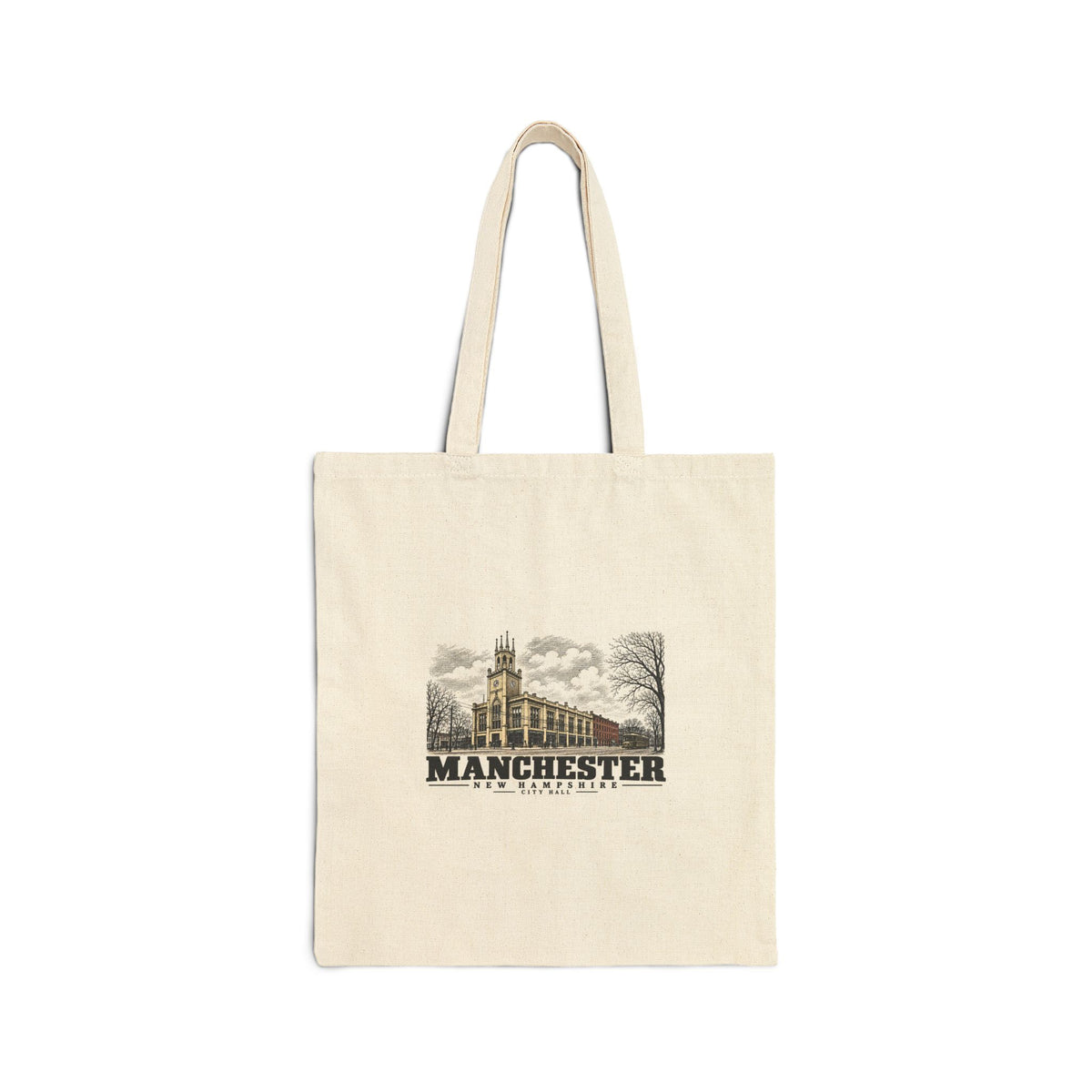 Manchester City Hall Natural + Black Heavy Canvas Tote - Merrimack Valley Goods
