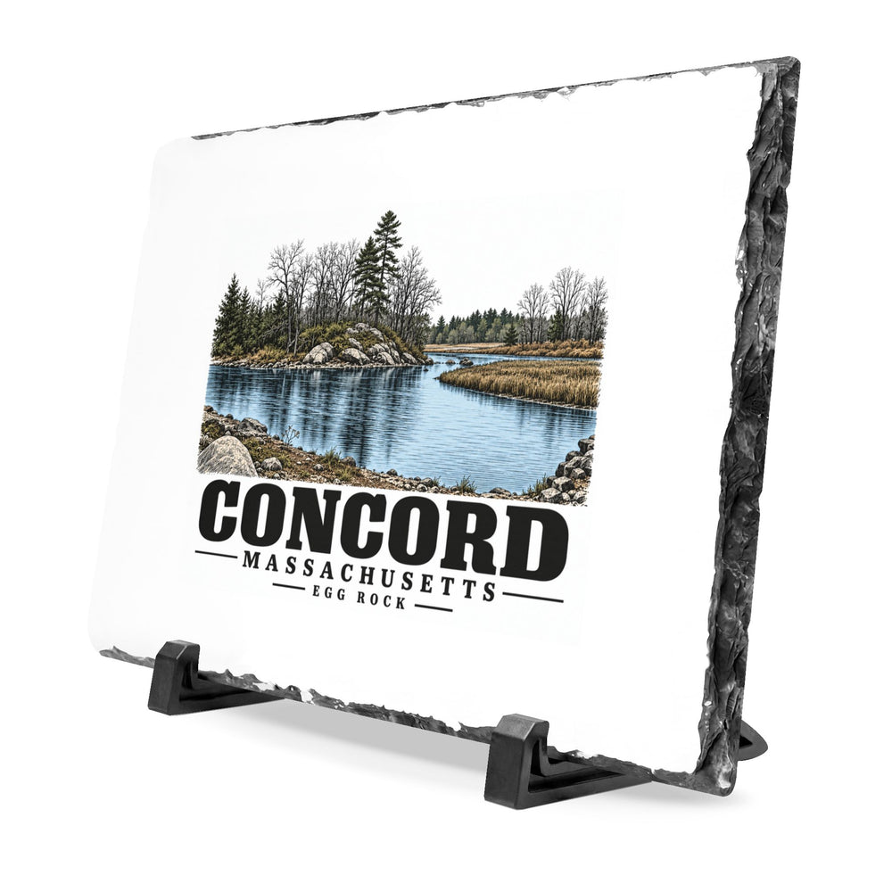 Illustrated Egg Rock in Concord on slate desk plaque