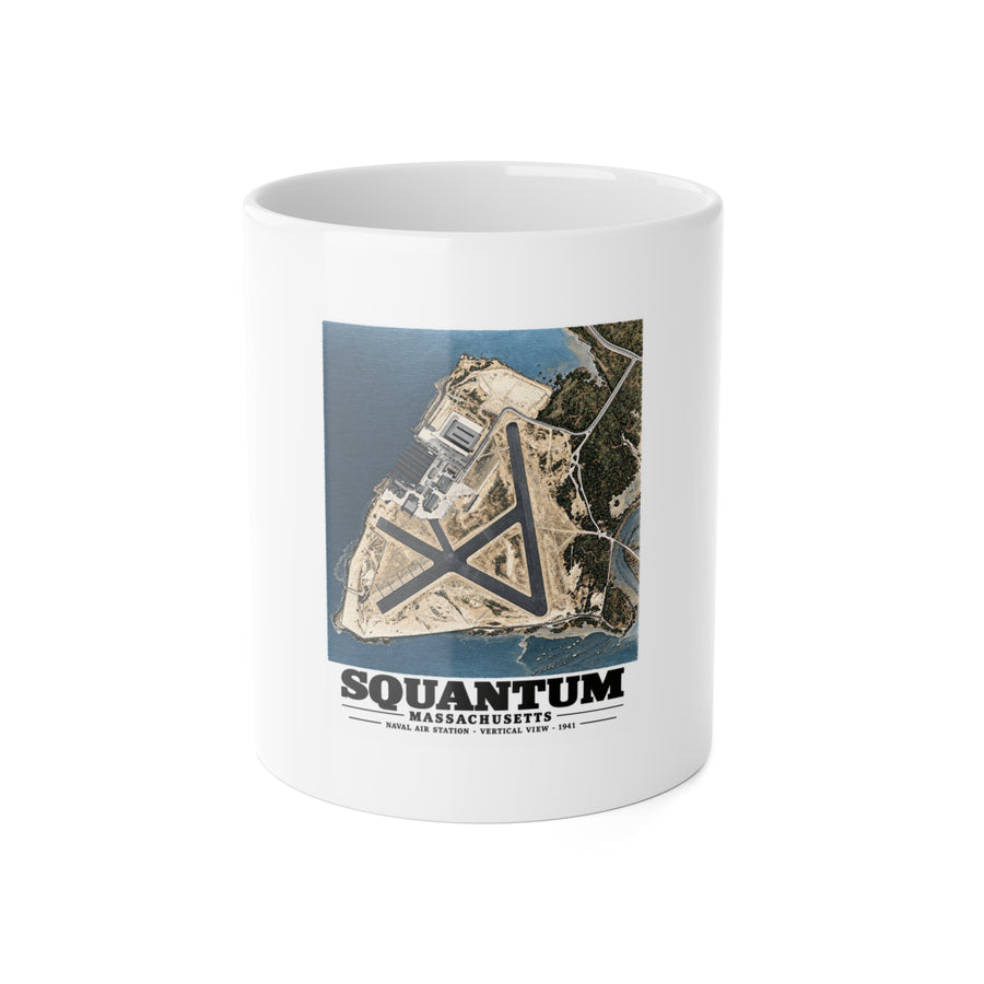 N.A.S.  Squantum, MA vertical 10000 ft. 11 oz White Ceramic Mug - Boston Harbor