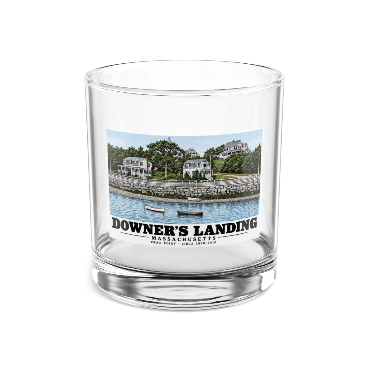 Downer's Landing, Mass. 10 oz Rocks Glass - Boston Harbor