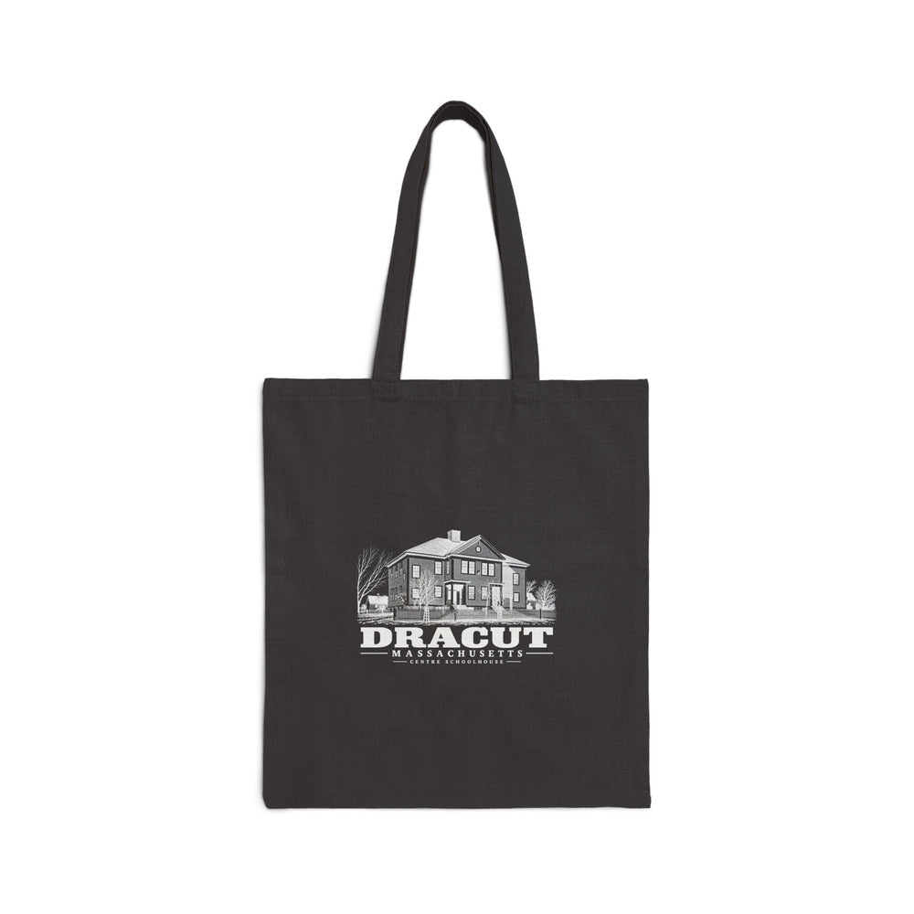 Dracut Centre schoolhouse later used for town office, library and museum Natural + Black Heavy Canvas Tote - Merrimack Valley Goods
