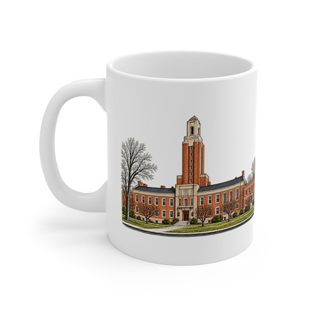 Pawtucket City Hall 11 oz ceramic mug — artwork view, handle left — Familiar History