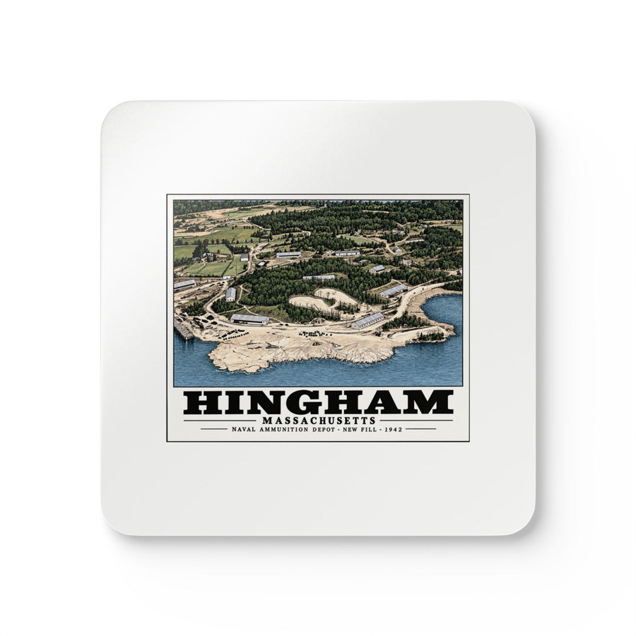 Construction progress New fill USNAD, Hingham, MA Cork Back Coaster Set - Boston Harbor