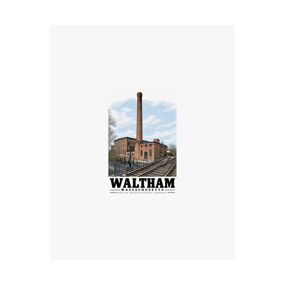 Illustrated Boston Manufacturing Company in Waltham on unframed matte poster