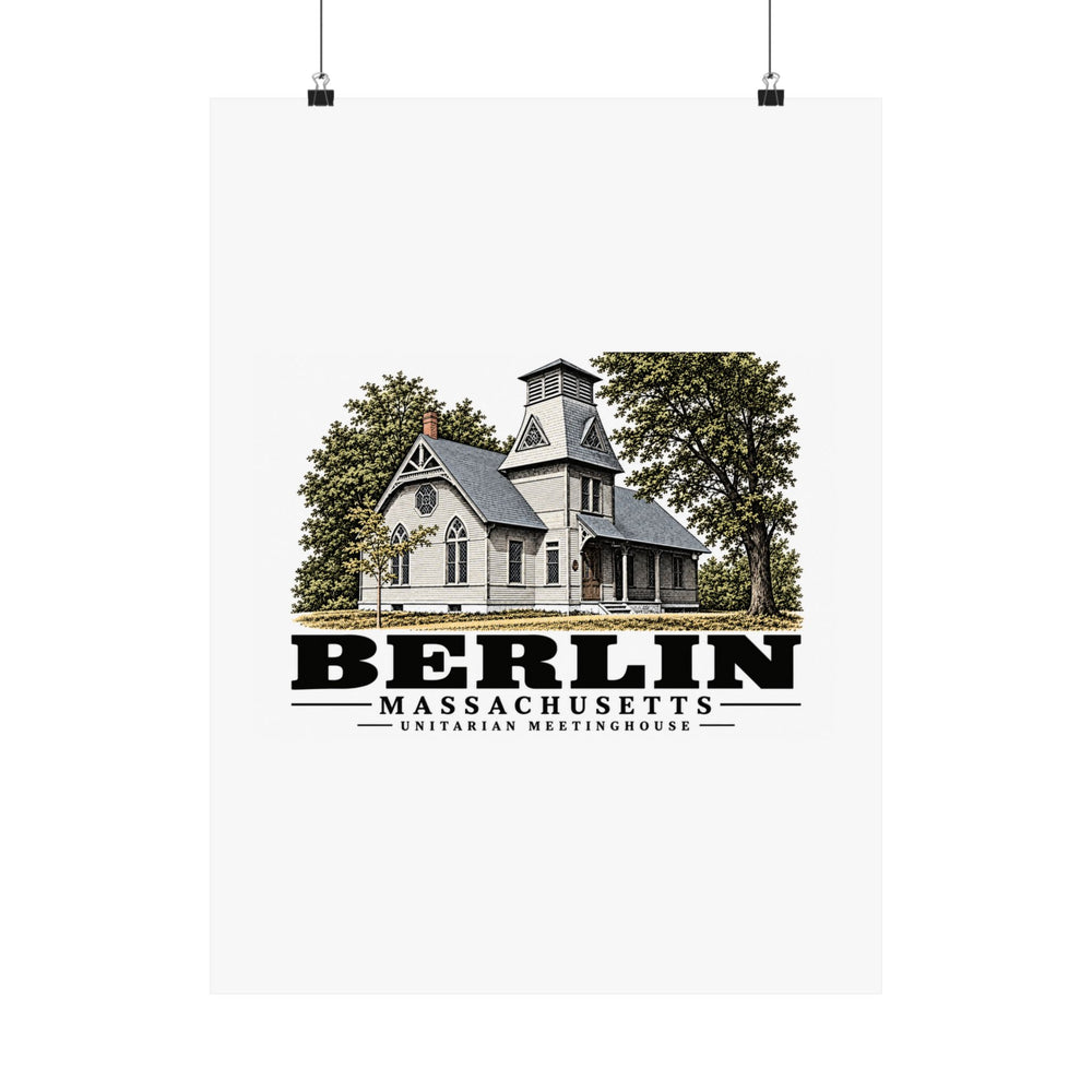 Illustrated Unitarian Meetinghouse in Berlin on unframed matte poster