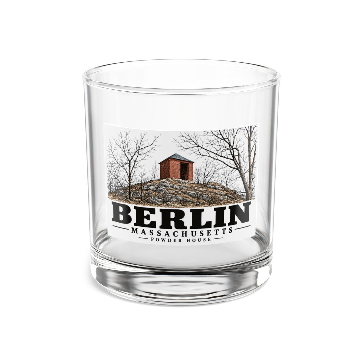 Illustrated Powder House in Berlin on rocks glass