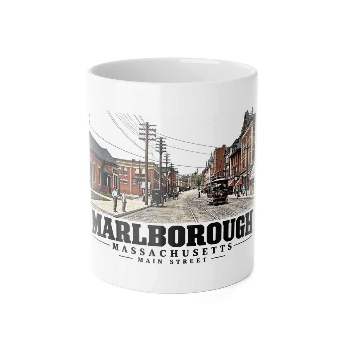 Illustrated Main Street in Marlborough on ceramic mug