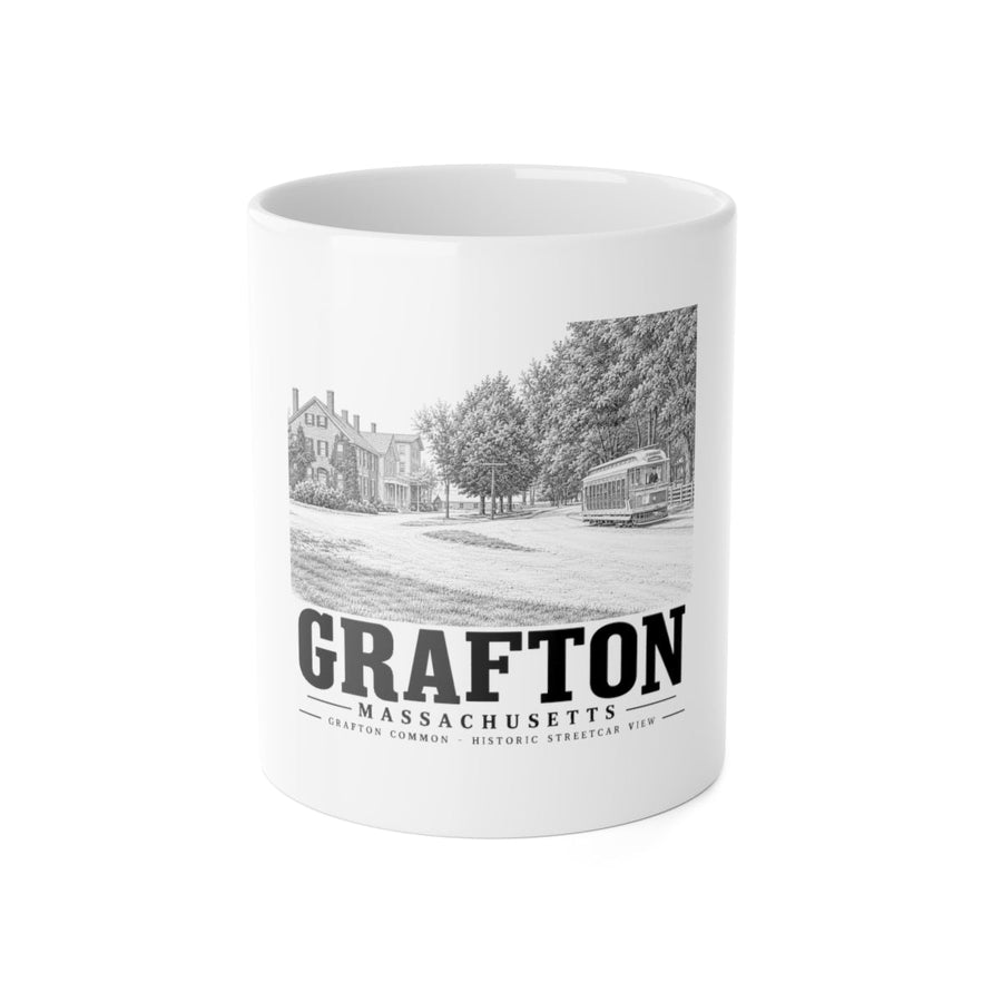 Grafton Common - Historic Streetcar View 11 oz Ceramic Mug - White - front product view
