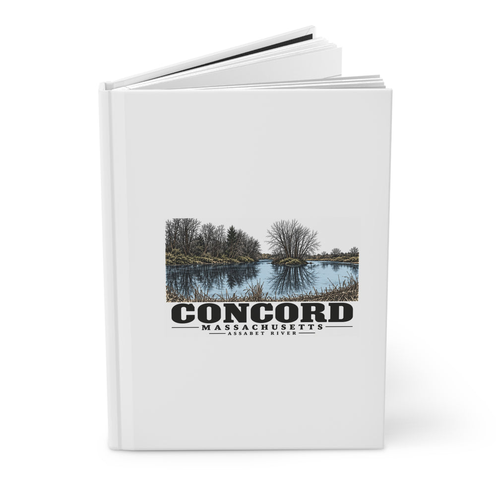 Illustrated Assabet River in Concord on matte hardcover journal