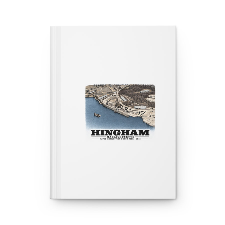 Construction progress New pier USNAD, Hingham, MA Matte Hardcover Journal - Boston Harbor